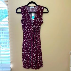 Burgundy and cream wrap knit dress